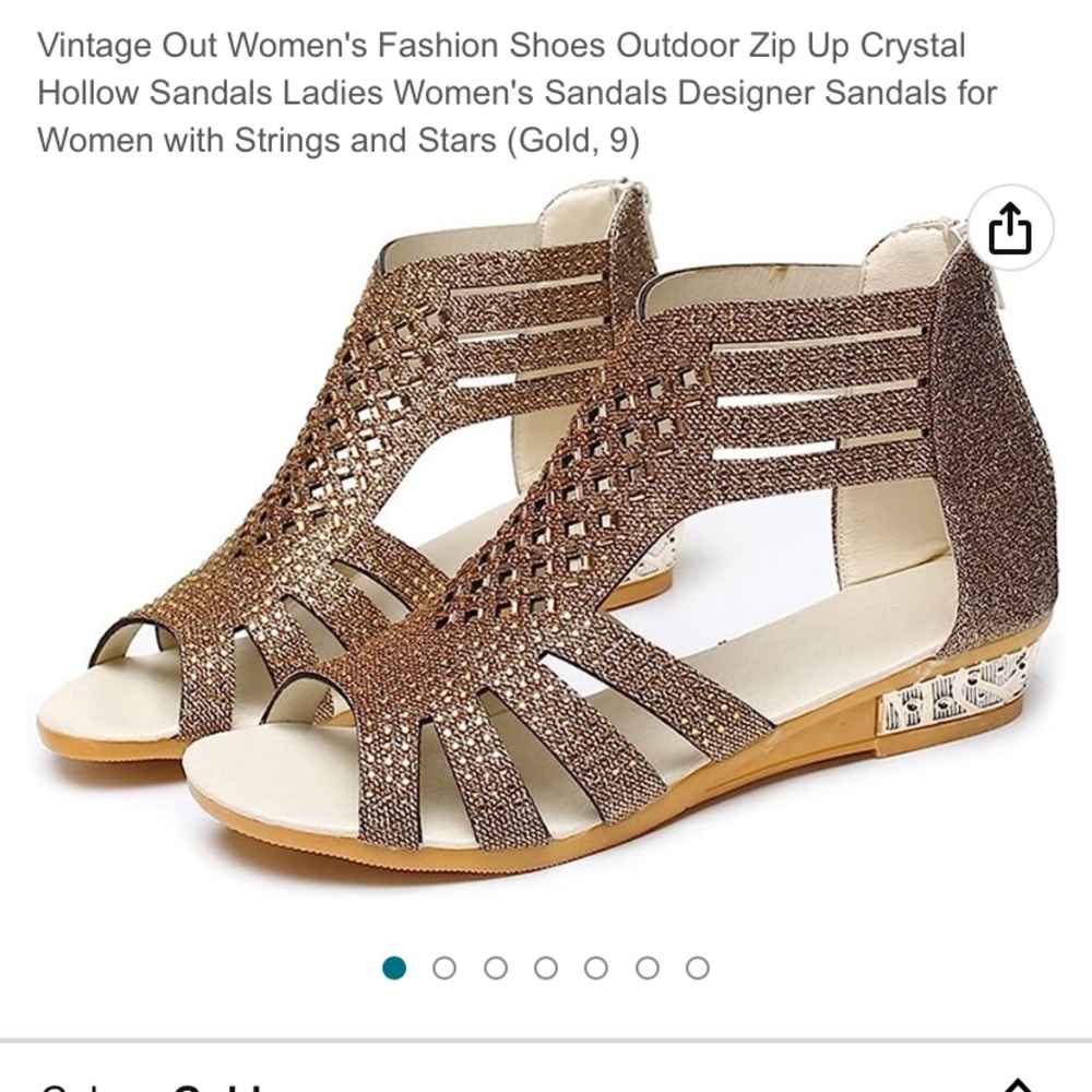 New - Women’s Fashion Zip Up Sandal - Gold Size 41 (women’s 9)